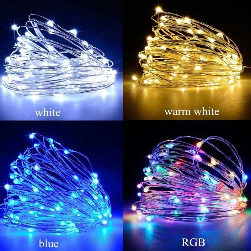 LED Fairy Lights Battery Operated Remote Copper Wire Light Garland Christmas Wedding Party String Lights For Home Decoration M251113