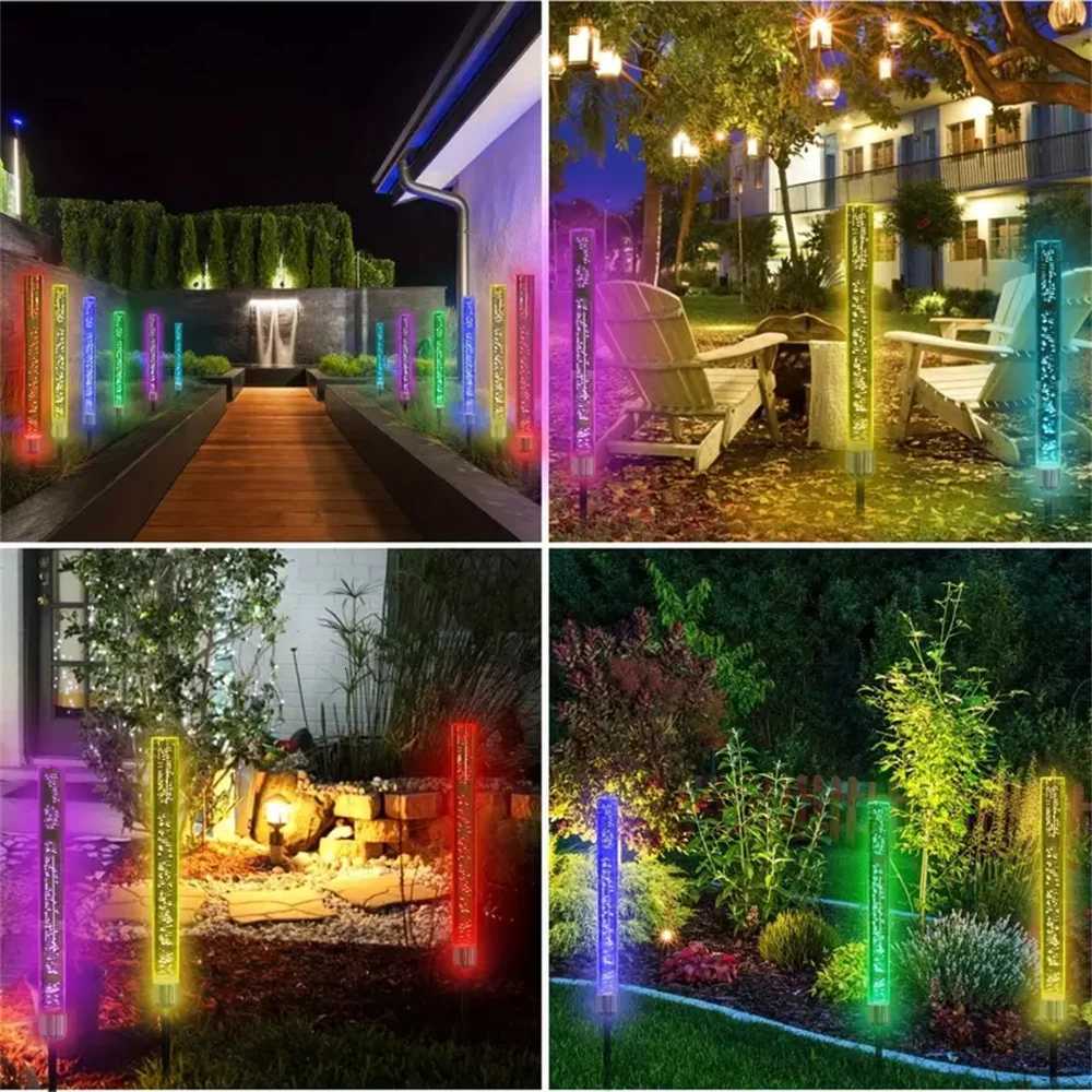 1/2/4PC Solar Reed Lamp Bubble Stick RGB Colorful Acrylic Courtyard Park Scenic Area Lawn Garden Insertion Landscape Lamp M251113