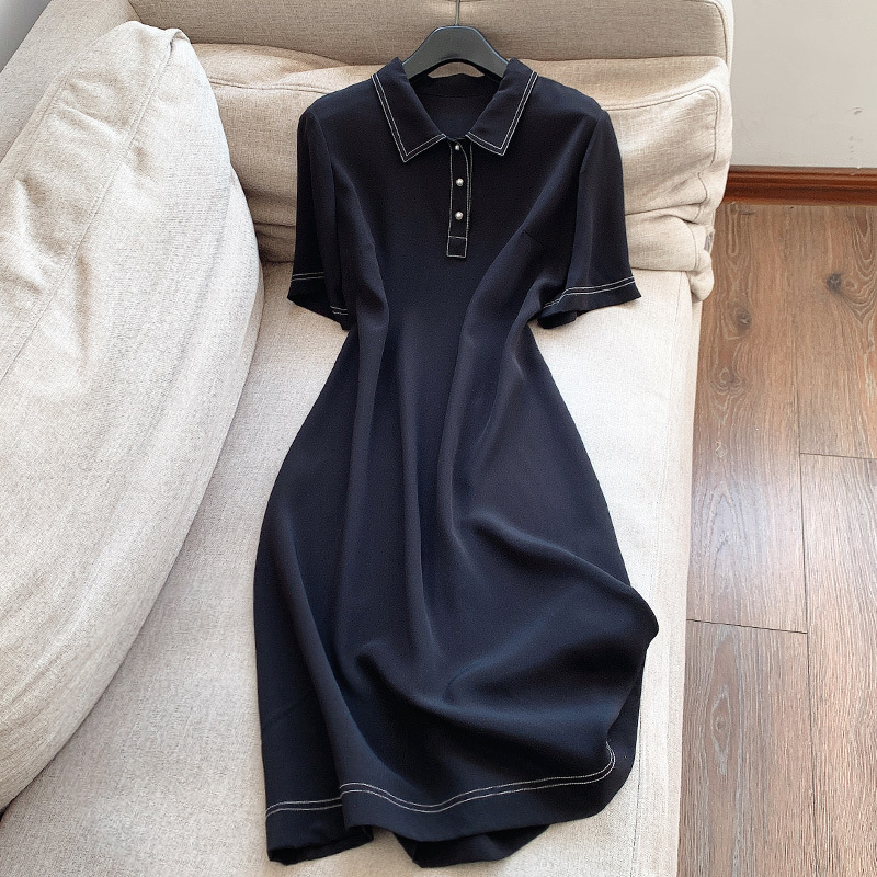 BV14 New Silk Double Jojoba Silk Stretch Satin Long Skirt Commuter Shirt Dress