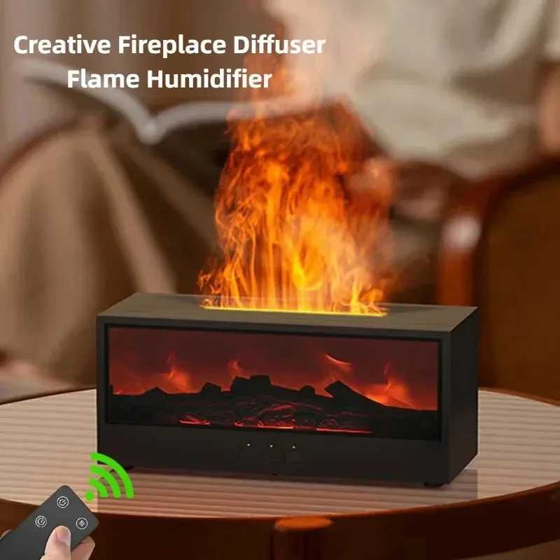 Simulated 3D flame aromatherapy machine essential oil humidifier color atmosphere lighting with remote control holiday gift Y251113