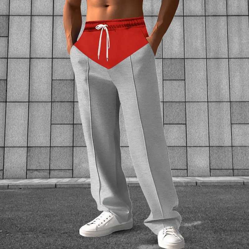 Mens casual spring and autumn loose wide leg pants with spliced straight pants Jogging Work Cargo Trouser Male Freight ForwardingXJ250412
