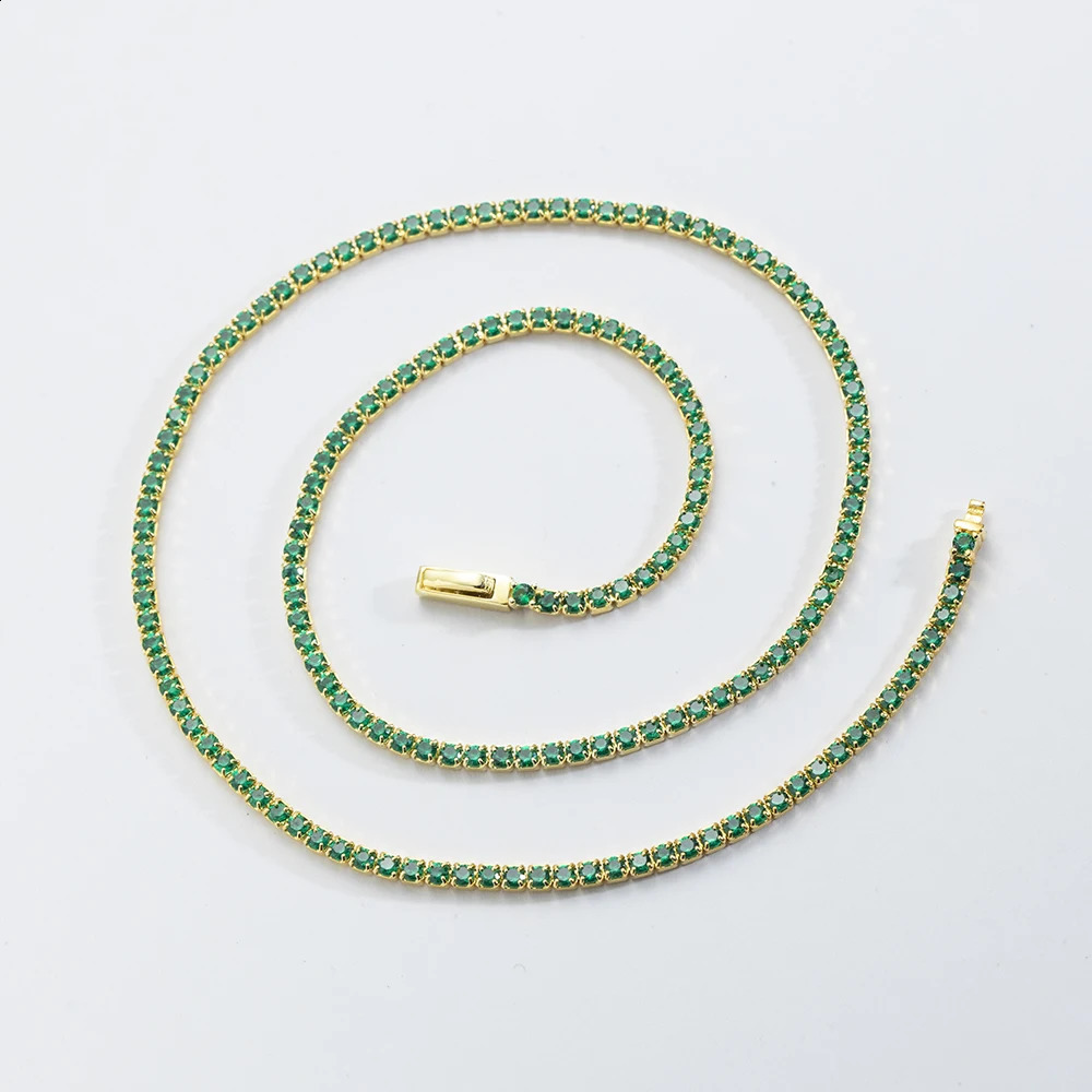 ANDYWEN 925 Sterling Silver Gold 2mm Tennis Chain Choker Necklace Long Chain 37.5cm Women Party Wedding Fine Jewelry 250407