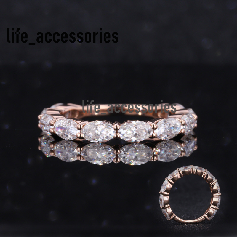 Lovely Girl Jewelry Oval 3x5mm Moissanite Stone 10k 14k 18k Solid Gold Band Ring