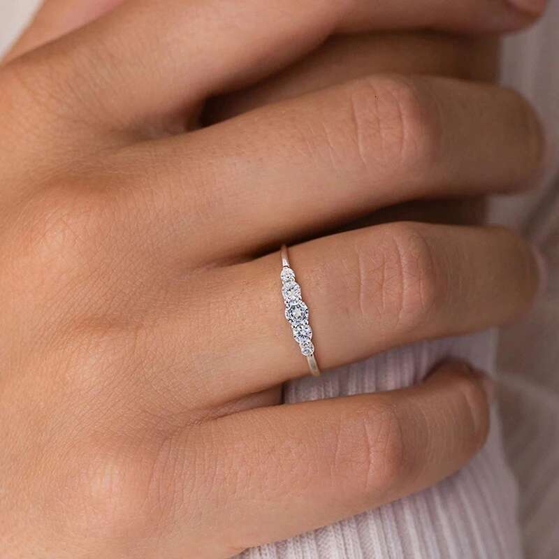 GRA White Full Zircon Simplicity Gorgeous Ring for Women Engagement Wedding Real 925 Sterling Silver Luxury High Quality Jewelry