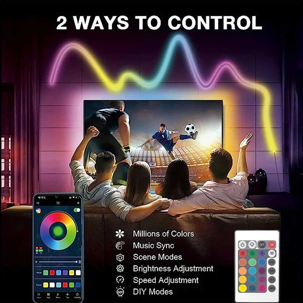 5V RGB Neon LED Strip Light 1M 2M 3M 5M 5050 SMD Flexible Waterproof IP65 USB Power Music Sync APP Control for PC Room Decor W251112