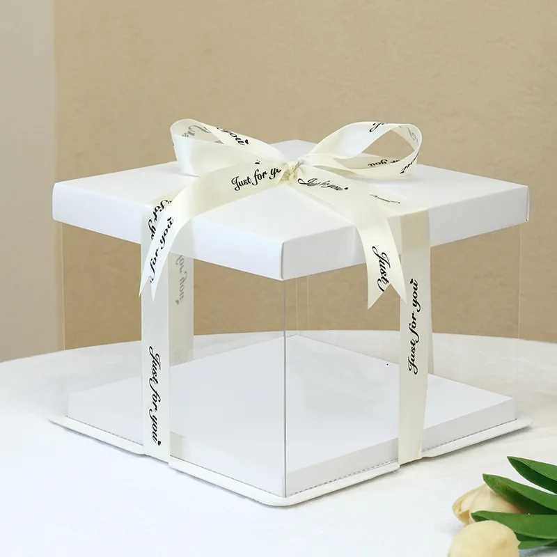 30cm Clear Rose Teddy Bear Packaging Box PVC Transparent Gift Cake Boxes for Wedding Anniversary Birthday Baby Shower SuppliesM251113