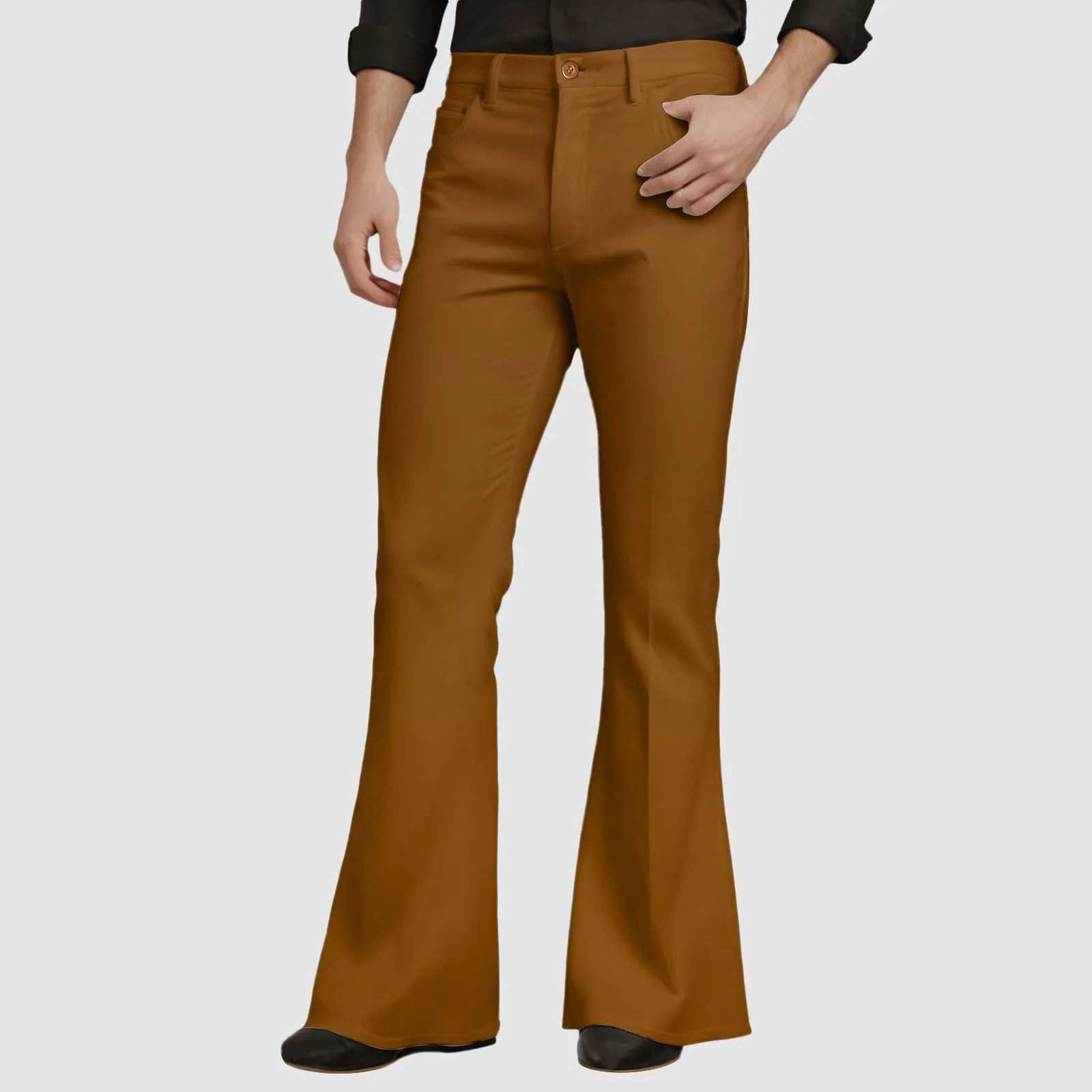 Mens ultra-thin set pants solid casual bell bottom Trouser pocket mens fashion pants autumn winter Ropa HombreXJ250412