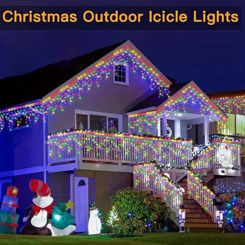 35/7M Solar Powered LED String Lights Waterproof for Garden Patio Outdoor Holiday Decoration Starry Icicle Lights for Christmas M251113