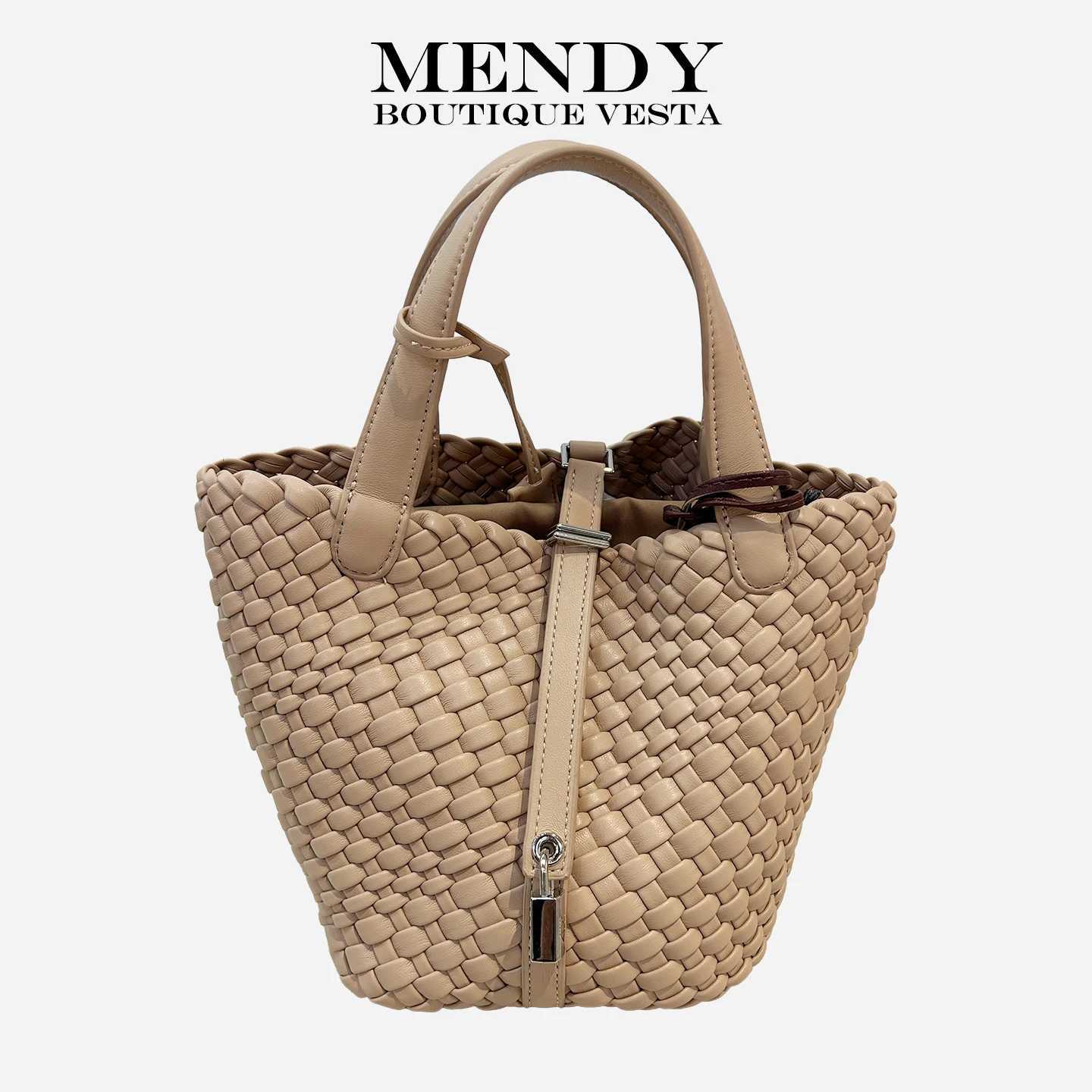 MENDY Bucket Bags Womens Totes Bags Hand Bags Designer Luxury Woven Bag Knitting Straw bag Soft Lady Handbags New In HandmadeW251112