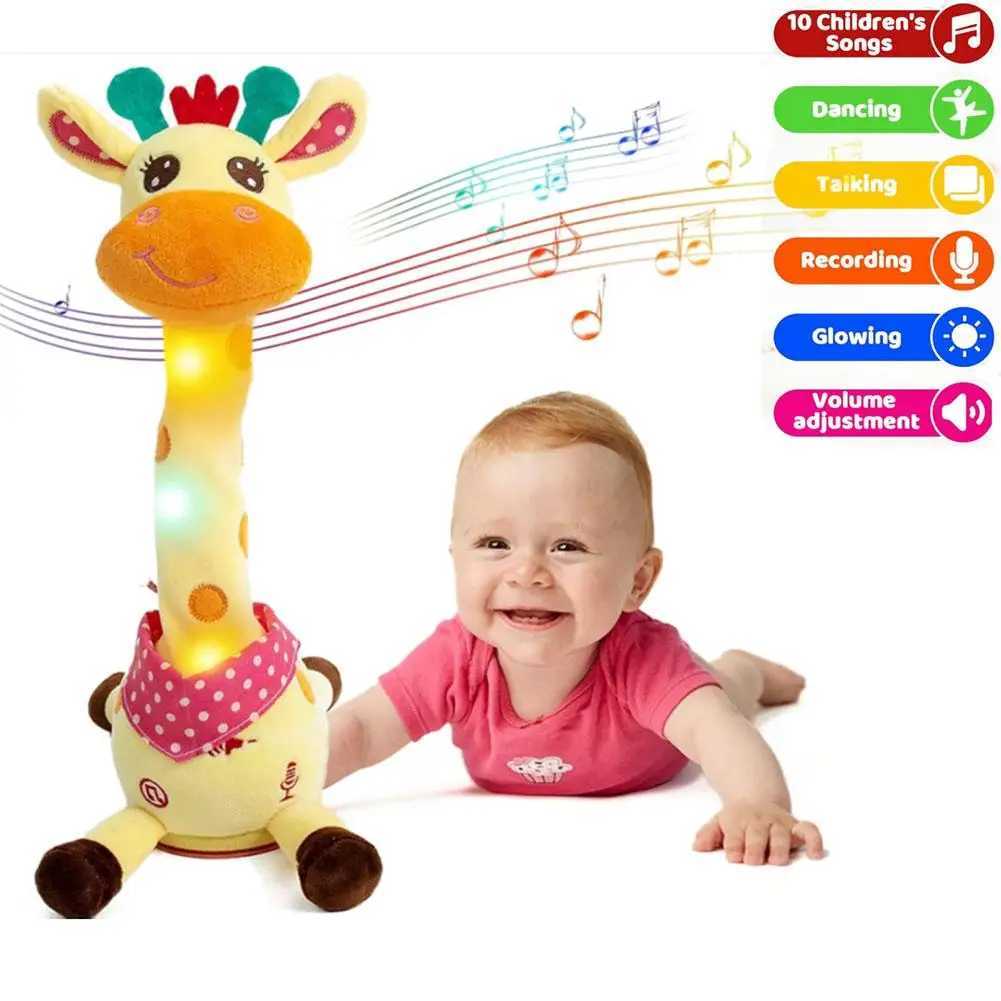 Dancing Talking Giraffe Plush Toy Rechargeable Musical Educational Doll with Lights Interactive Baby Gift for Travel Party W251113