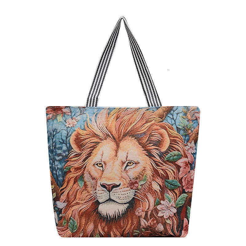 designer bag New Fashion Gold Embroidery Women's Single sided Animal Shoulder Bag Large Capacity Ethnic Style Commuter Handbag