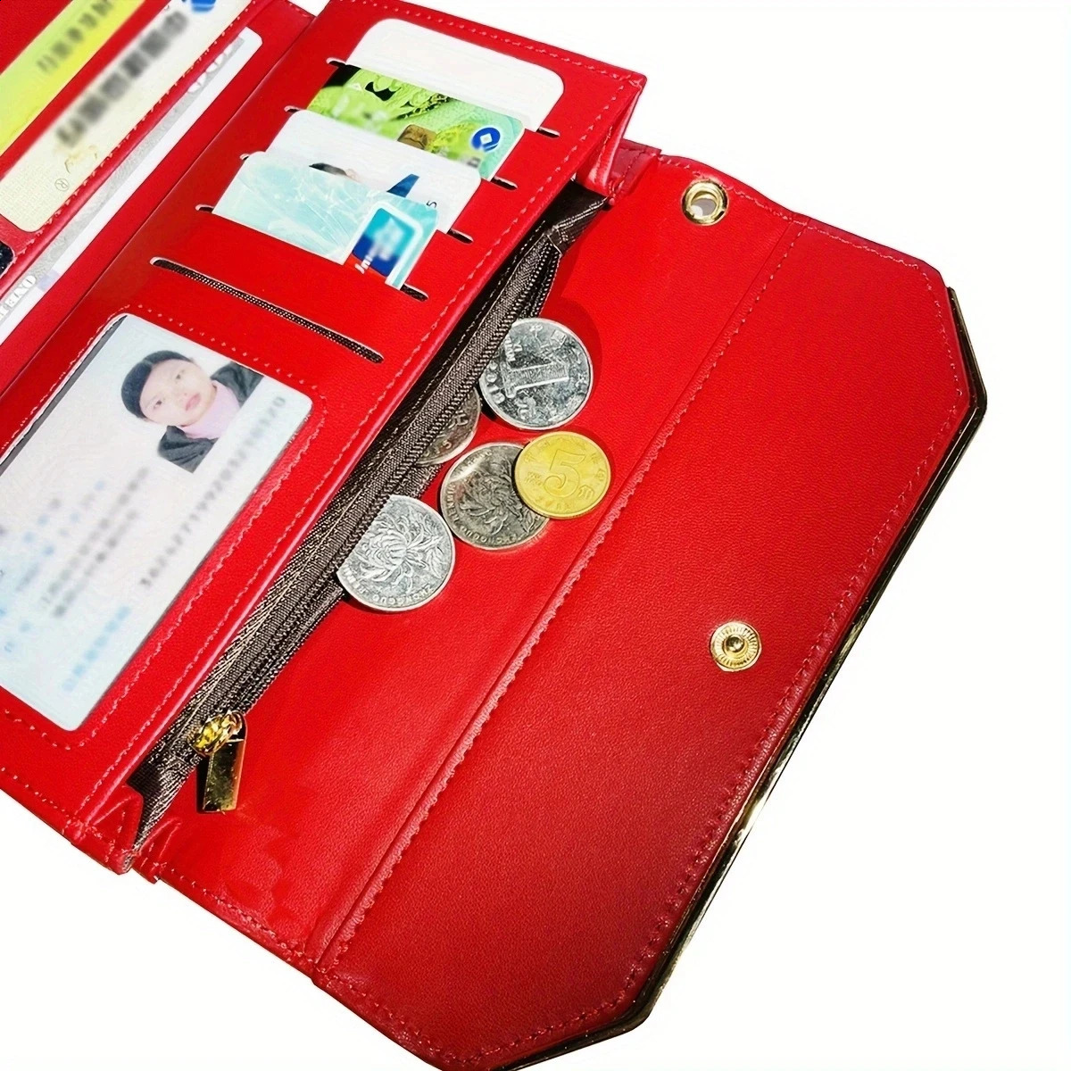 Womens Wallet Credit Card Clip High Quality PU Leather Wallet Womens Long Buckle 3-Fold Coin Wallet Womens Clutch Bag 250410