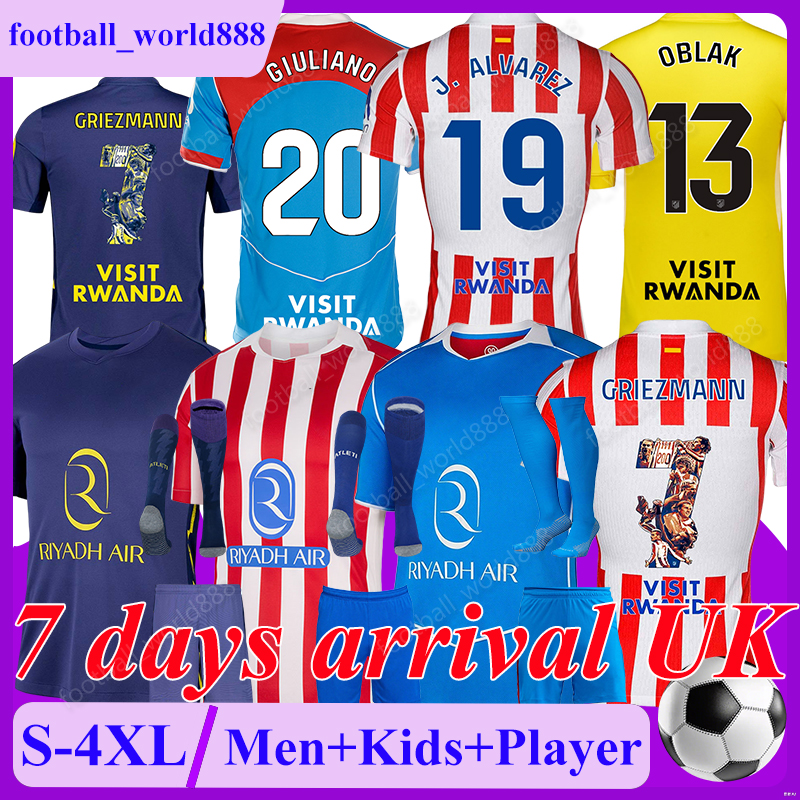 XXXL 4XL Atletico Madridjerseys 25 26 Soccer Jerseys J.ALVAREZ GRIEZMANN 2025 Football Shirts GIULIANO PASPADORI football kits ALEX B. J.MUSSO Men Kids Kit Socks Sets