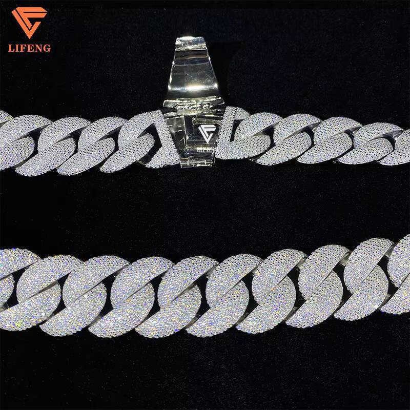23mm High Quality Hip Hop Jewelry Big Cuban Link Chain Custom Mens Necklace Iced Out VVS Moissanite Diamond With Gra Certified RandomText