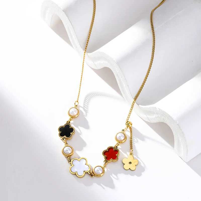 Luxury GANEMLY 316l Stainless Steel High Quality Five Leaf Flower Petaled Pendant Necklace Chain Clover Neck Collar Exquisite Jewelry Y251112