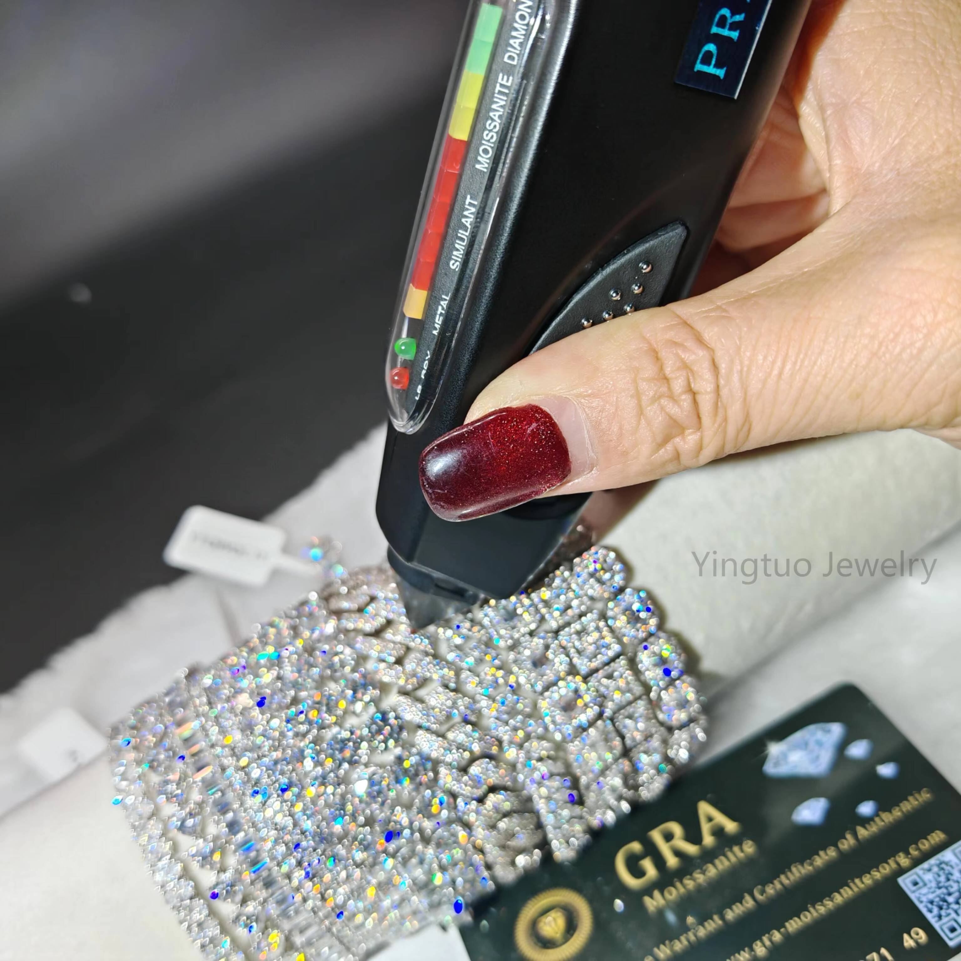 Fine Jewelry 925 Silver Ice Cut D VVS Moissanite Tennis Chain Necklace Bracelet Hiphop Cuban Link Chain with GRA Certification