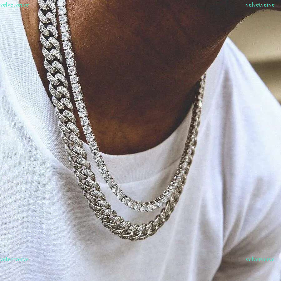 hot selg mens hip hop choker necklace tennis Miami micro pave cz cuban k chain layer cool iced out chains