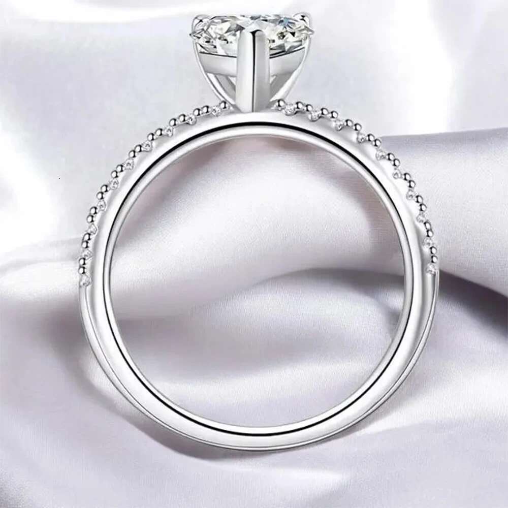 1ct/2ct Heart Shaped Moissanite Engagement Ring for Women 925 Sterling Silver Plated 18k White Gold Promise Love Rings with GRA