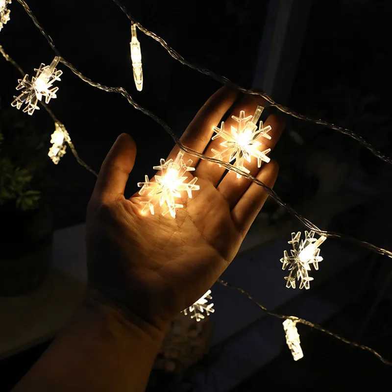 Christmas Fairy Light Snowflake LED String Light Garland Decoration for Home Xmas Santa Claus Gifts New Year Ornament M251113