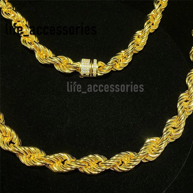 9mm 11mm S925 Silver Rope Chain Moissanite Cuban Necklace Iced Out Vvs1 Diamond Clasp Links