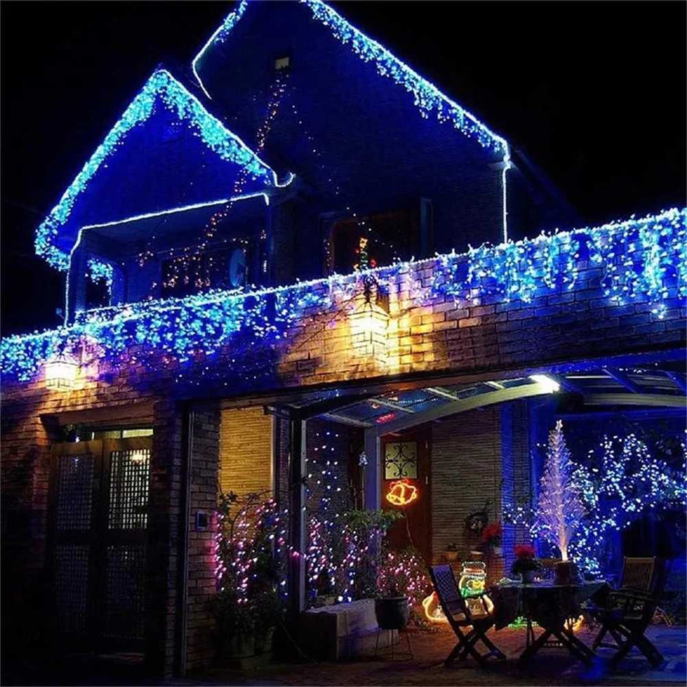 Christmas Lights Waterfall Outdoor Decoration 5M Droop 04-06m Led Lights Curtain String Lights Party Ggarden Eaves Decoration M251113