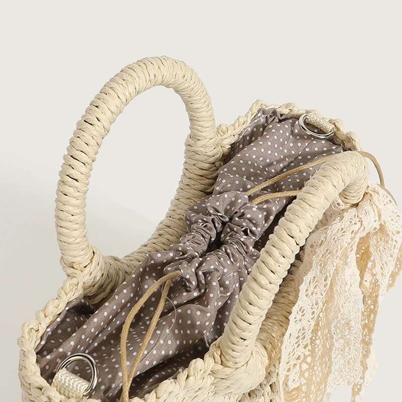 Handmade Beach Bag Summer Straw Beach Hand-Woven Women Handbag Fashion Basket Crossbody Bag Casual Large Capacity Rattan Totes Bags Kq1