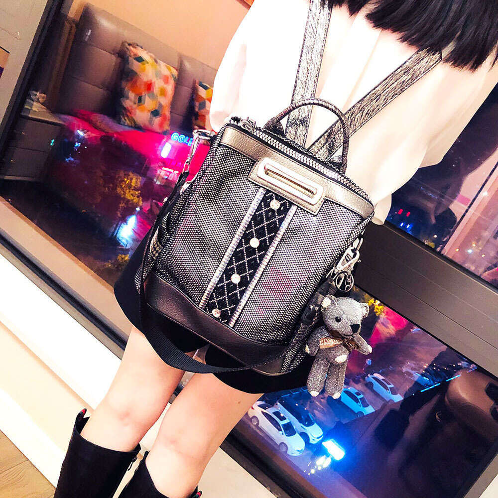 Backpack Kuerduo Instagram Large Capacity Sequin Backpack for Women New Fashion Versatile Single Shoulder Bag