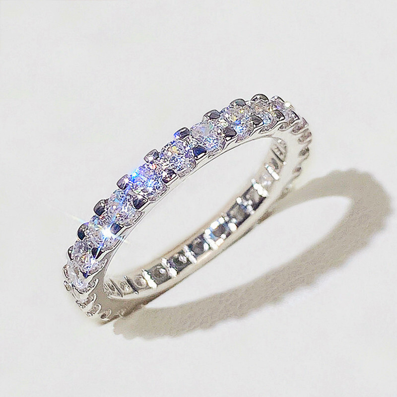 TB BHULAMTE Free Shipping New Designer Accessories Wish Starry Sky Women's Ring Cluster Inlaid Full Circle Simulated Zircon Ring Light Luxury Fas
