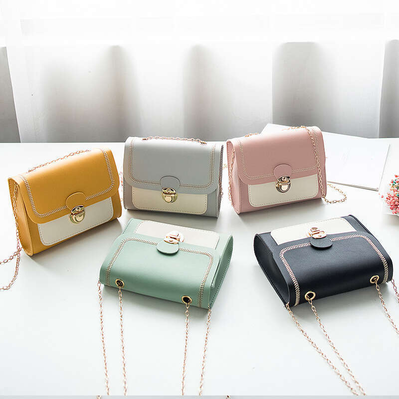 New Korean version of mobile phone bag, new car stitching, women's with color blocking single shoulder zero wallet, trendy embroidered thread sma