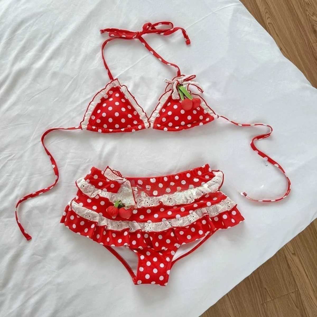 2025 Swimwear Beach Style Bikinis Beachwear Bathing Suit Sexy Lace-up Splicing Vintage Y2k Bikini Sets Holidays Swimsuit WomenW251113