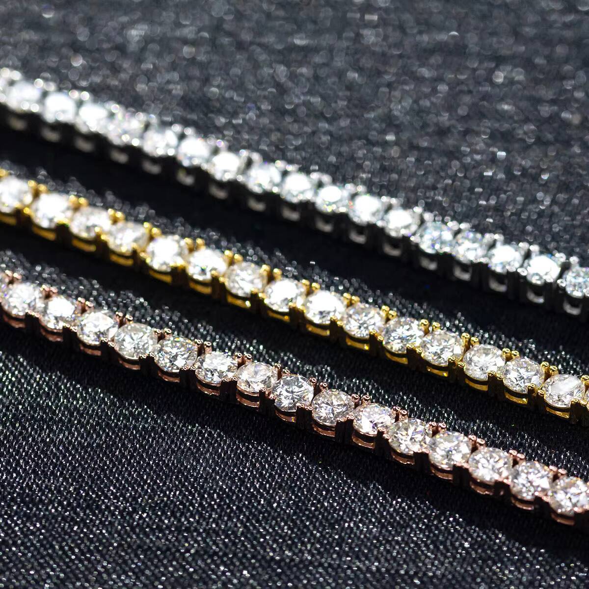 Wholesale Jewelry Hip Hop Gold Plated 925 Sterling Silver VVS Moissanite Diamond Tennis Chain Bracelet Necklace for Men Women