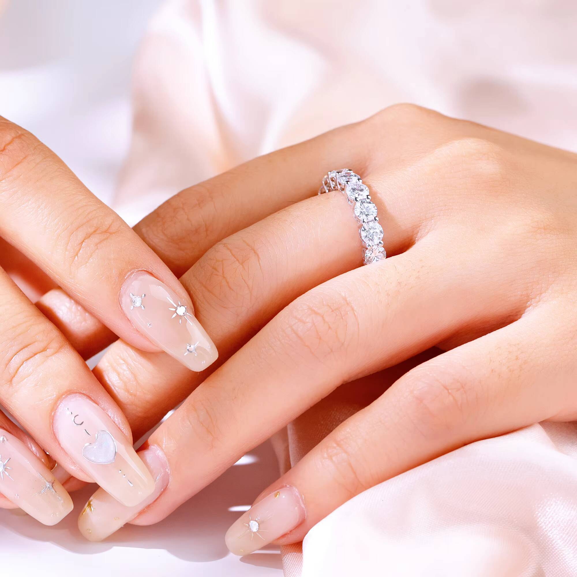 4Mm Half Diamond Eternity Band Ring 14K 18K Lab Grown Diamond Engagement Ring Wedding Ring for Women