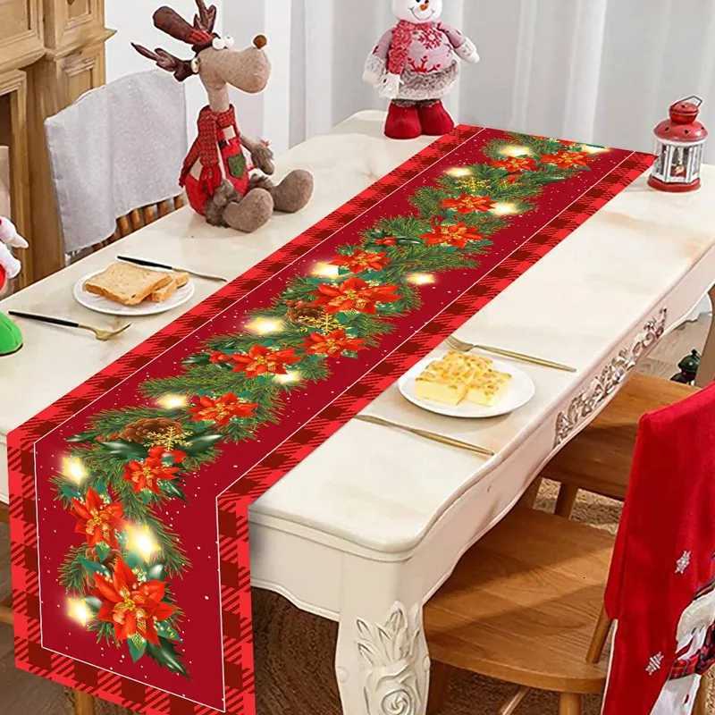 Christmas Christmas Table Runner Merry Christmas Decorations For Home 2024 Cristmas Table Flag Cover Navidad Noel Gift New year Tablecloth Y251113