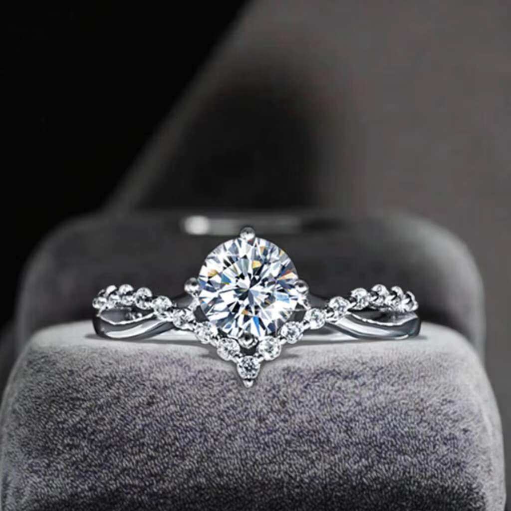 Wholesale With GRA Certificate S925 Silver Moissanite 1 CT VVS D Color Crown Ring for Women Engagement and Wedding Ring Band