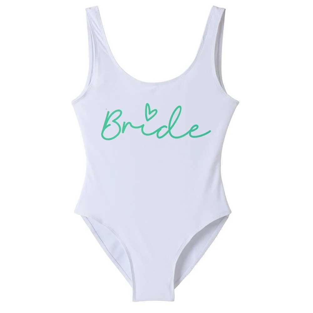 S-3XL Green Print Team Bride One-Piece Swimsuit Squad Women Swimwear Bachelorette Party Swimsuit Summer Beatchwear Bathing SuitW251113