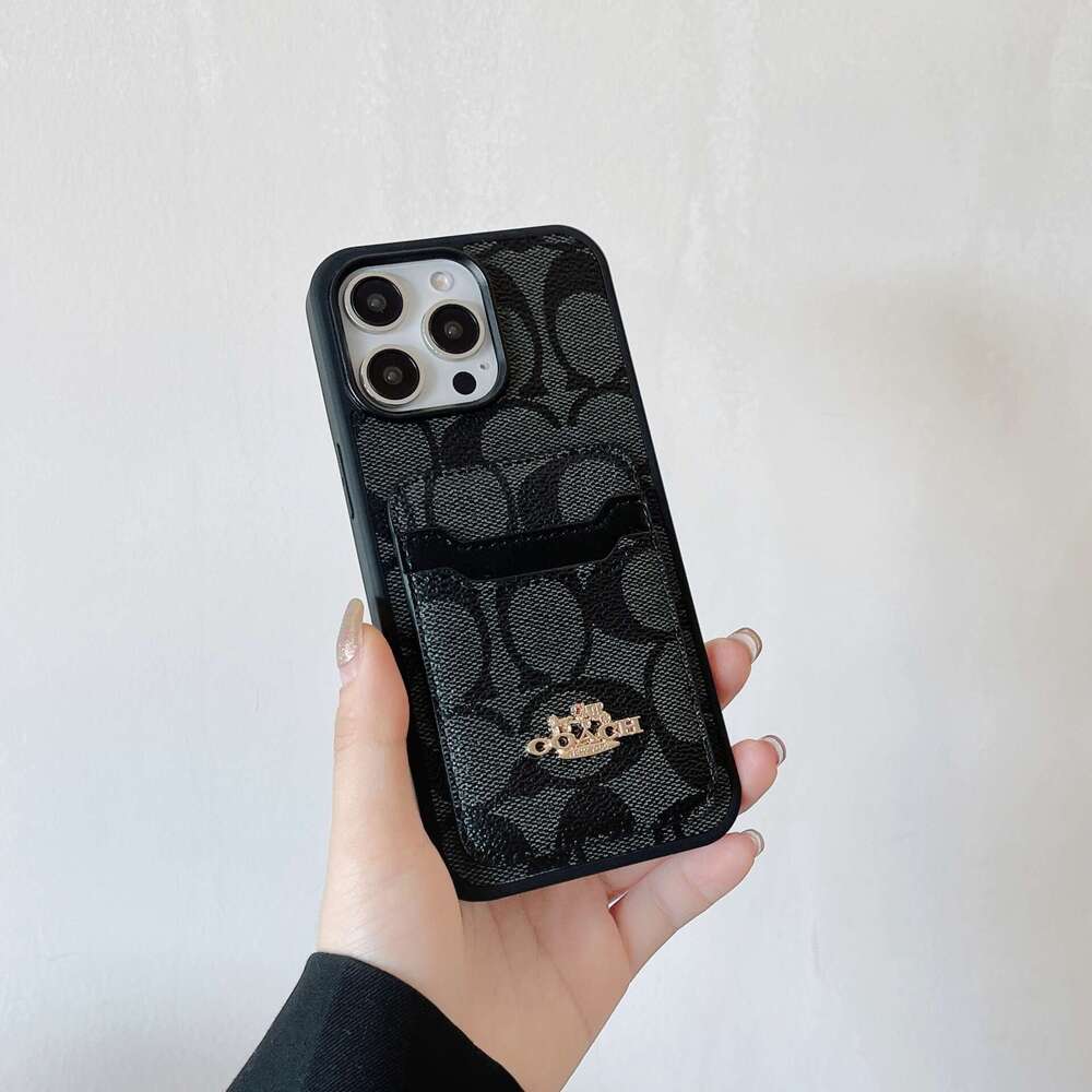 DHelectronics Trendy Brand Patchwork Dual Slot iPhone 17 Case Coin Card Holder 14 Protection 16 Pro Max Shockproof
