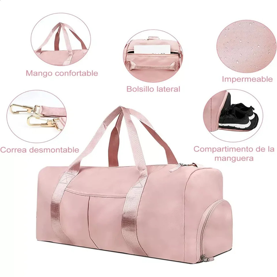 Mens gym bag with shoe compartment and wet bag womens airplane travel duffel bag sports fitness tote bag for swimming yoga250403