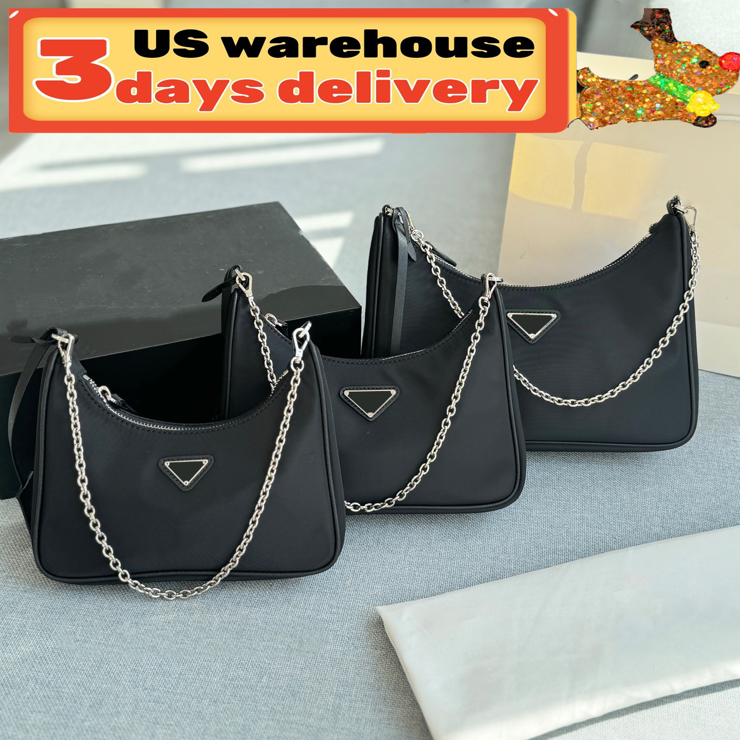 Designer bag Luxury Bags Hobo Bags Nylon 2005 Shoulder Bags Crossbody Bags Wallet Chain Handbags Women's Underarm Bags High-Quality Nylon 3-in-1 Mini Bags Small Purse