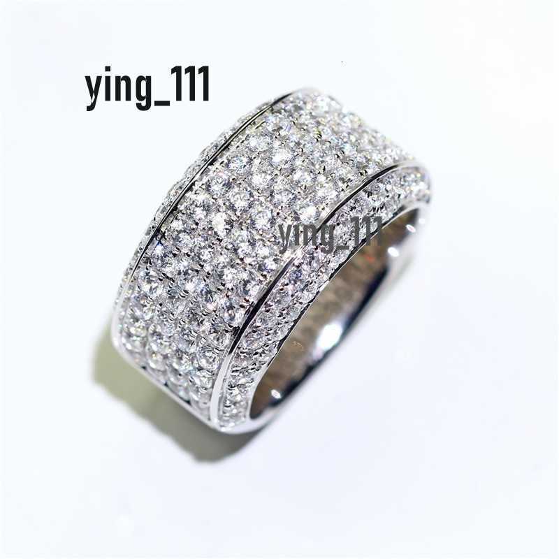 925 Sterling Silver Plated 18k White Gold Mens Ring 3 Karat Simulation Diamond Luxury Atmosphere Personality