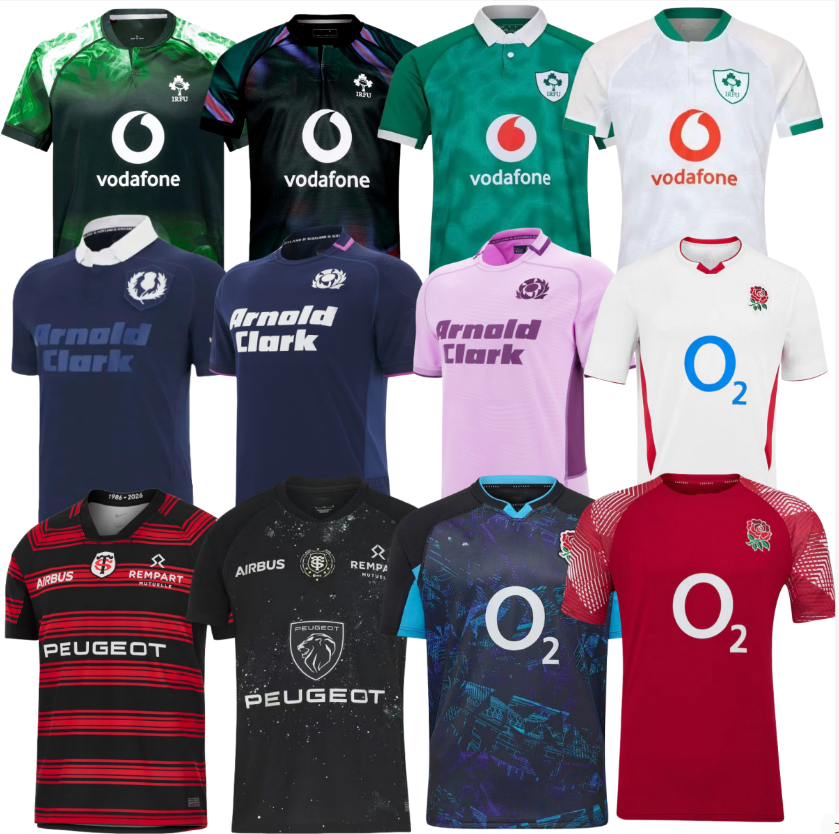 EnglandES and Irish Lions jerseys Fiji 2025 26 Toulouse RUGBY shirts Ireland Training uniform home away sleeve retro Scotland