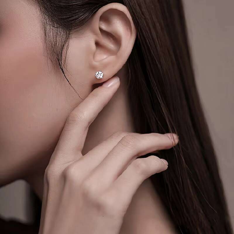 YSYH Fashion 925 Silver Six Prongs Moissanite Earrings for Girls