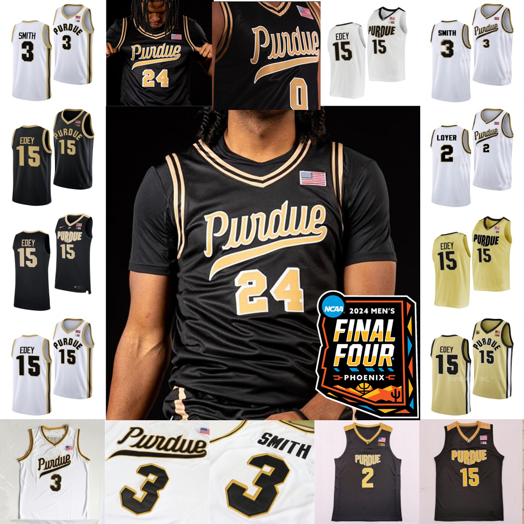 2024 Final Four 4 Patch Purdue Boilermakers Basketball Jersey College Fletcher Loyer Braden Smith Oscar Cluff Jack Benter Zach Edey Murphy Cox Mayer Robinson Ivey