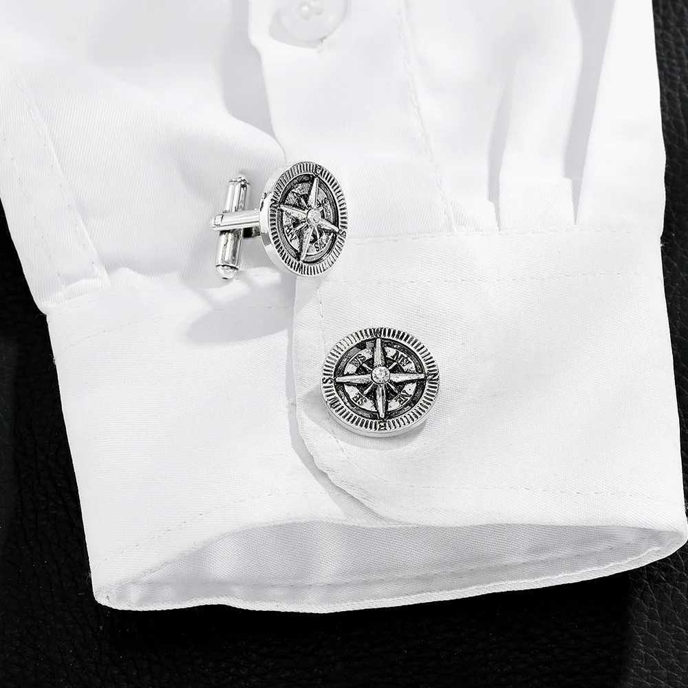 High quality luxury compass cufflinks mens octagonal star cufflinks business party cufflinks shirt buttonsT250412