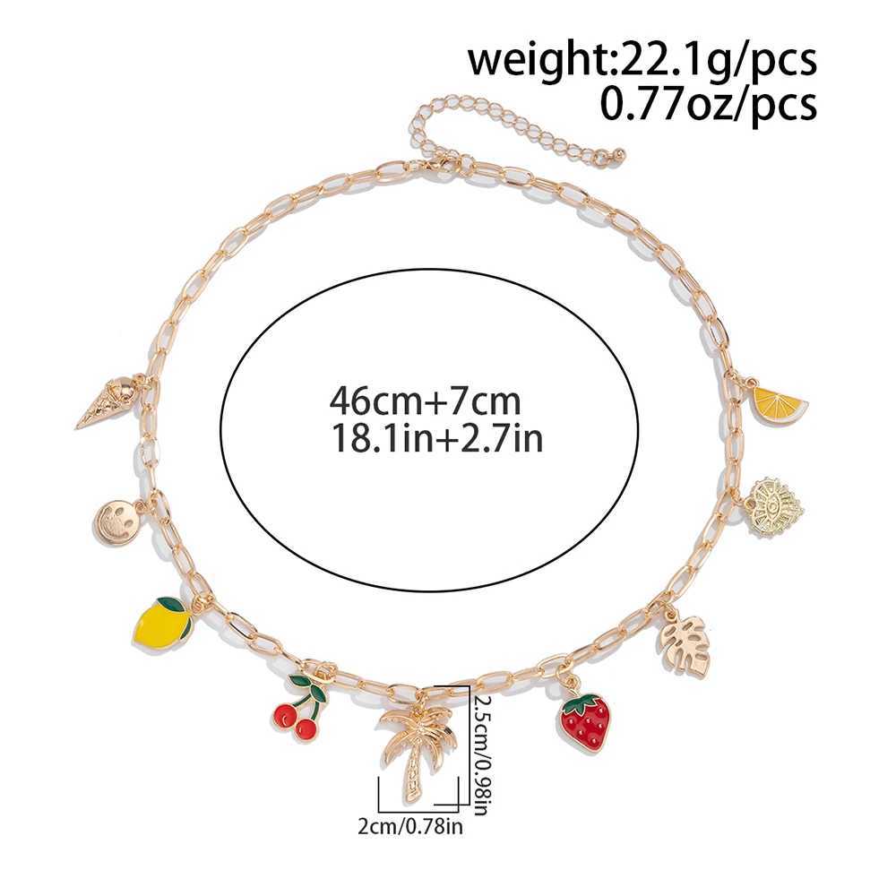 Delicious Fruit Cherry Strawberry Charms Necklace Boho Style Collarbone Chain Sweet Dopamine Woman Choker Jewelry Gift Z250412