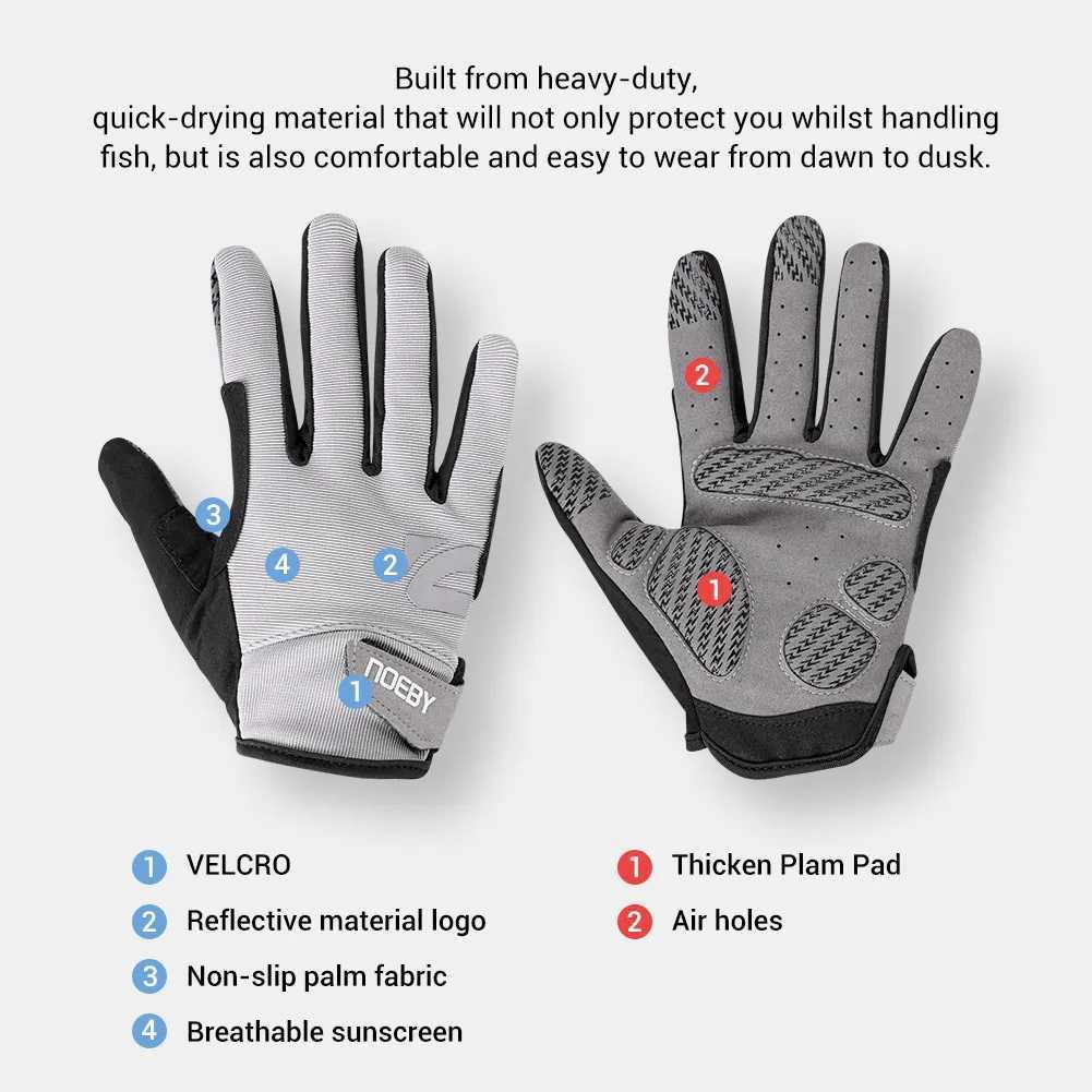 Noeby Fishing Gloves Non-slip Full Finger Outdoor Sun Protection Anti-UV Cycling Running Gloves Men Women TackleC250412