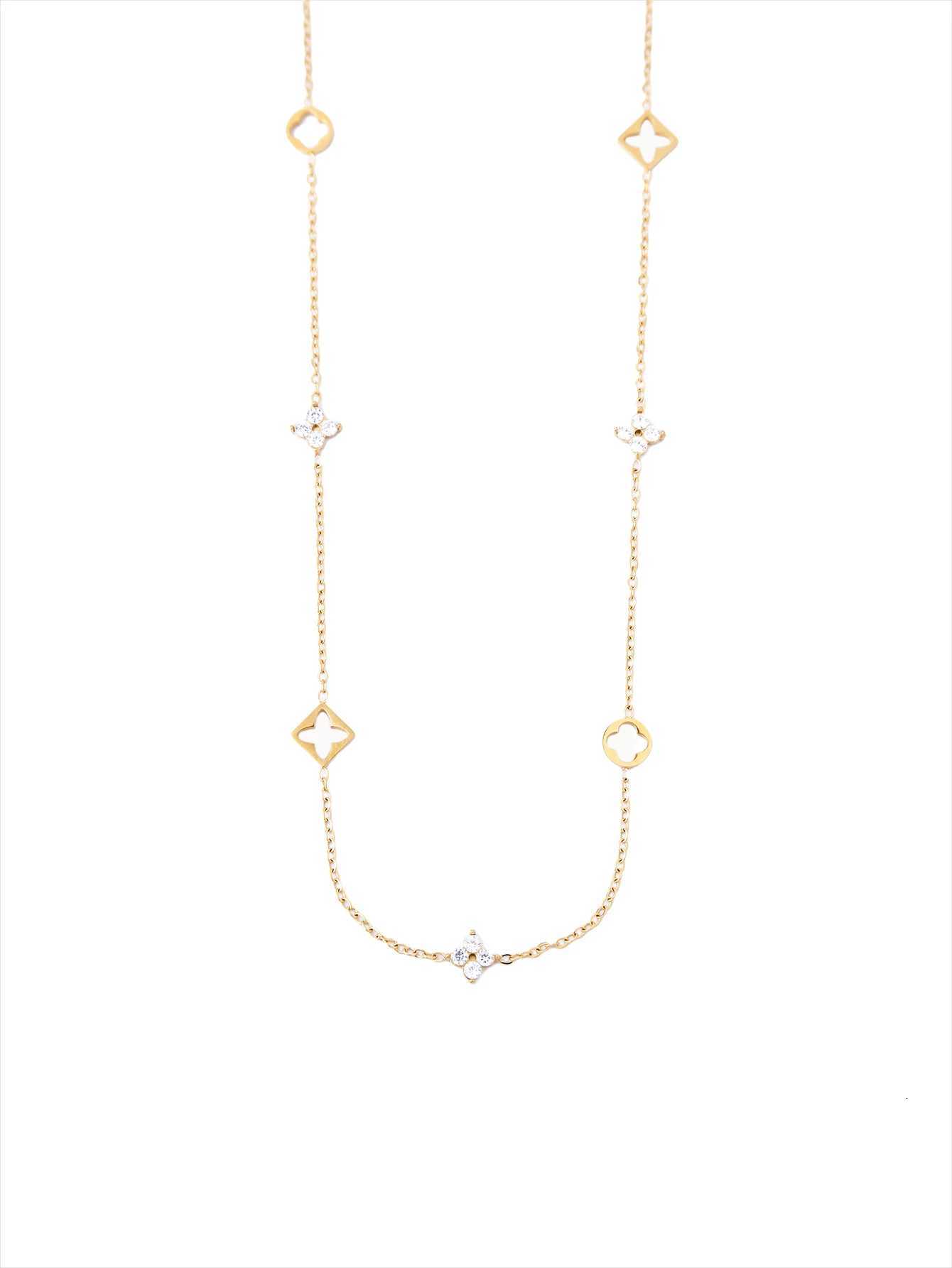 Luxury Elegant Light Luxury Old Money Style High Feeling Stainless Steel Diamonds Hollowed Out Clover Flower Jewelry Set Y251112