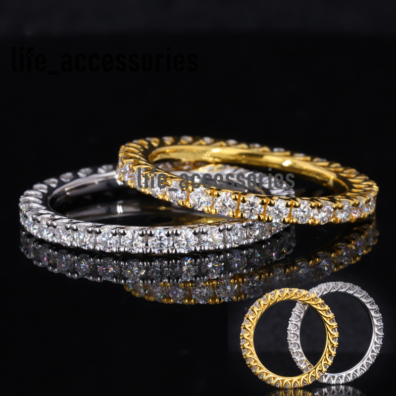10k Gold Jewelry Moissanite Eternity Ring Round Shape Def Color Vvs Clarity Wedding Party Appointment 10k Gold Moissanite