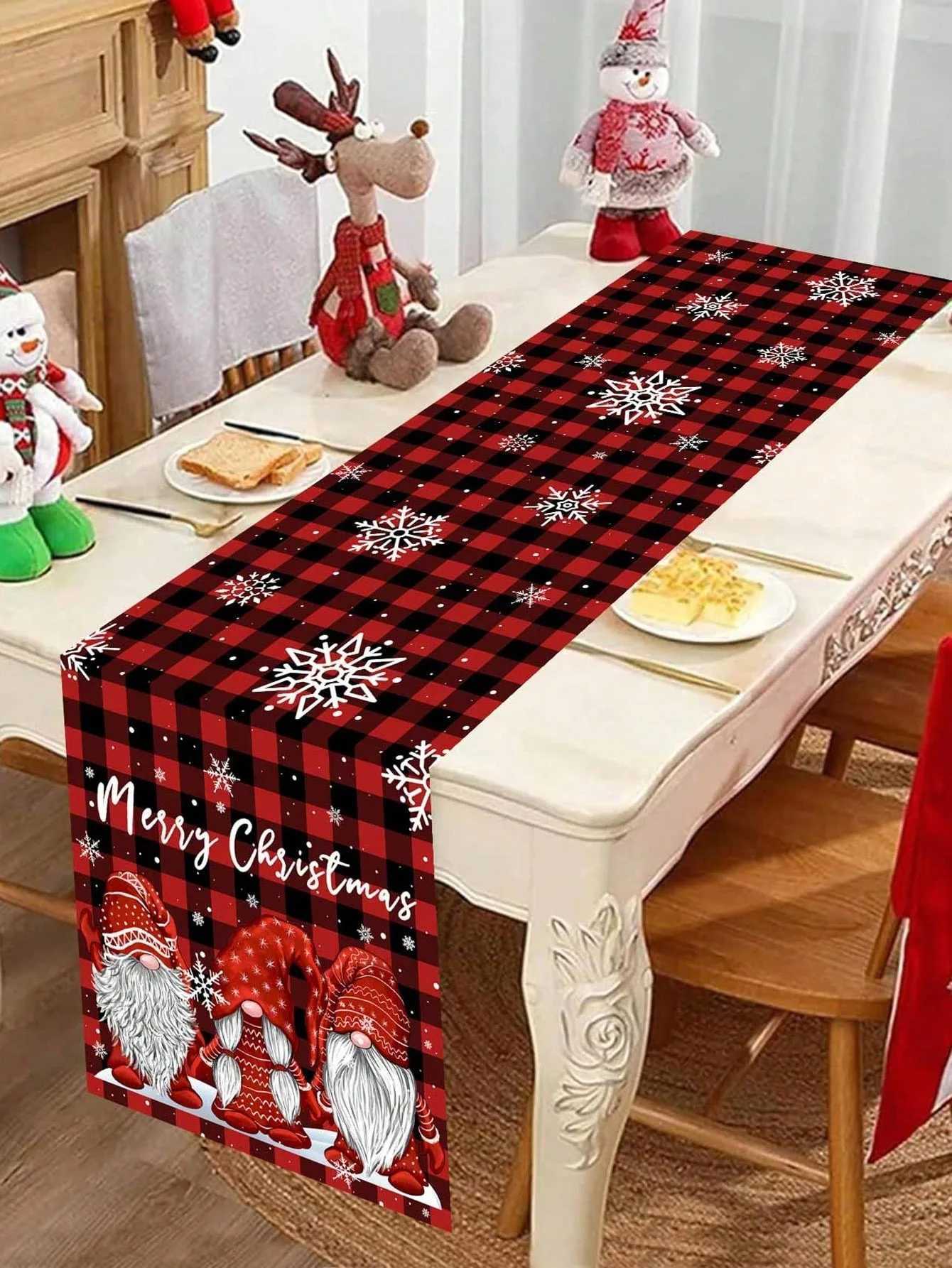 Christmas Christmas Retro Dwarf Snowflake Table Decoration Table Flag Holiday Restaurant Decoration Warm Farmhouse Table Decoration Christ Y251113