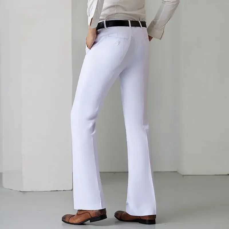 Mens suit drawstring fluid tight fitting wide leg black business social customization mens bell mouth formal classicXJ250412