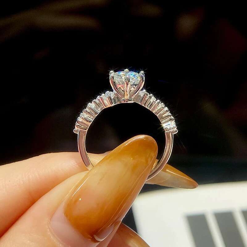 GRA 1CT Real Moissanite Diamond Wedding Gemstone Rings for Women Gifts 925 Sterling Silver Luxury Designer New in Fine Jewelry